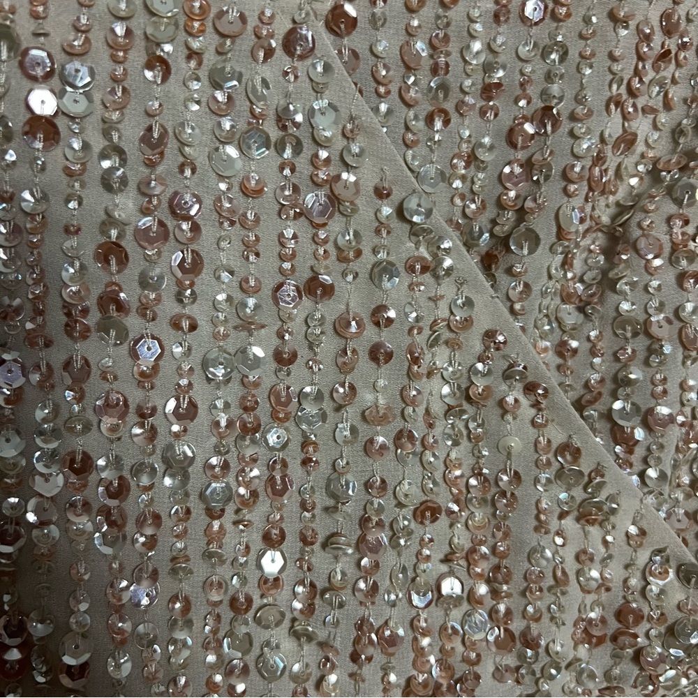 Mac Duggal Nude Sequin Long Sleeve Cocktail Midi Dress Size 4 Small - Picture 5 of 7
